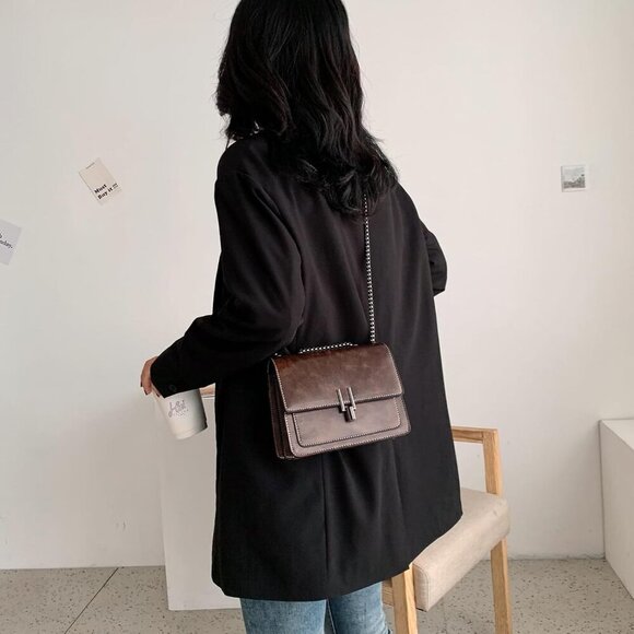 🆕Women Black Leather Crossbody Bag Small Shoulder Purse Satchel Evening Chain - Picture 2 of 9